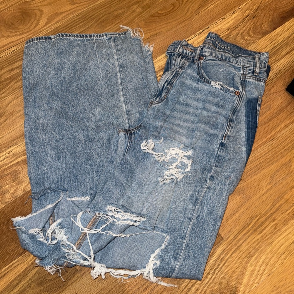 American Eagle Outfitters Blue Distressed Flare Jeans